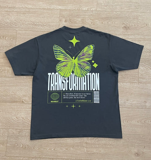 🦋 TRANSFORMATION TEE – CHARCOAL