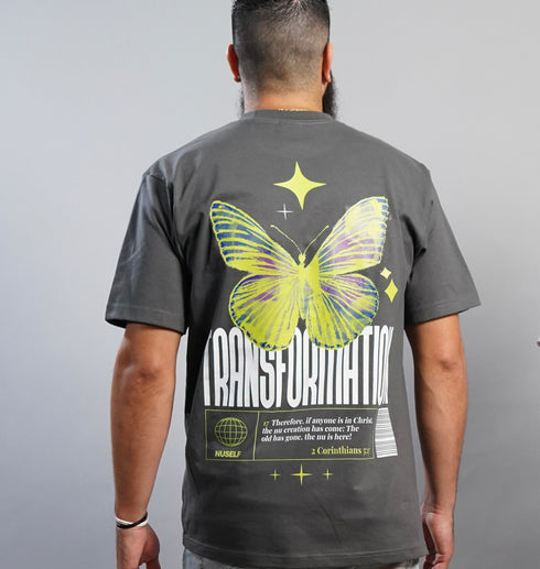 🦋 TRANSFORMATION TEE – CHARCOAL